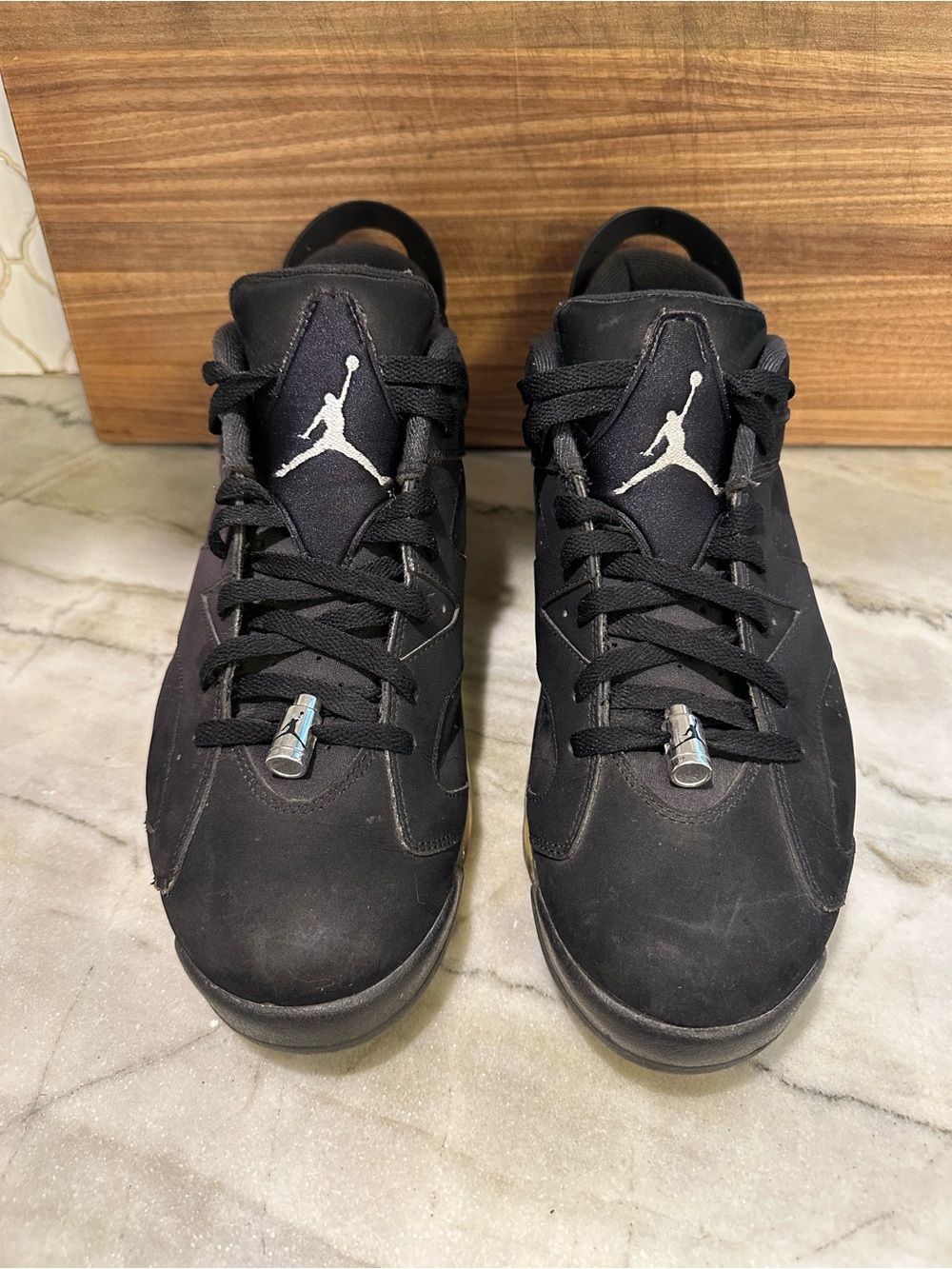 Men’s Air Jordan 6 low top sneaker. Black with Chrome. Size 13.
